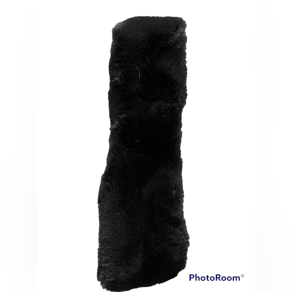 Black furry headband for cold weather